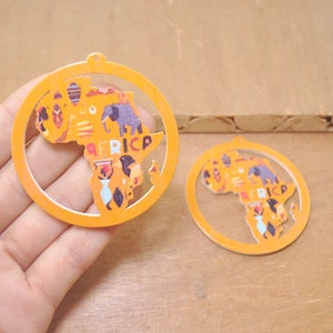 6Pcs DIY houten kaart oorbellen, Afrikaanse hout earring, Afrikaanse kaart oorbellen, platte ronde houten oorbellen, Big Earrings, etnische sieraden-60 mm-FF82 #
