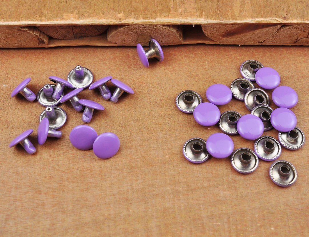 Purple Rivet 20 Purple 9mm Double Cap Rivets,stud Rapid Rivets Leather Craft Repair ...
