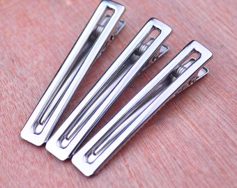 Goede kwaliteit: 30-delige metalen krokodillenklemmen, haarspeldjes, zilveren haarspeldjes, zilveren krokodillenklemmen, 46 x 8 mm.