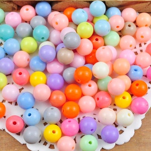 200/500 stuks 10 mm ronde kralen, acryl kauwgomballen kralen, pastelkleurige ronde afstandskralen, afstandskralen, kleine plastic ronde gladde kraal.