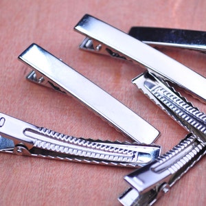 50PCS  60x9mm Silver plated flat metal hair alligator clip,Alligator Clip,Hair Clip, Hair Bow, Set of Clips, Crafting Supplies