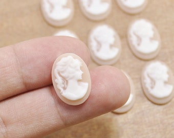 20pcs carneose with white Oval Flatback Resin Beauty Head Lady Cameo Charms Finding,DIY Accessory Jewellry Making 18x13mm