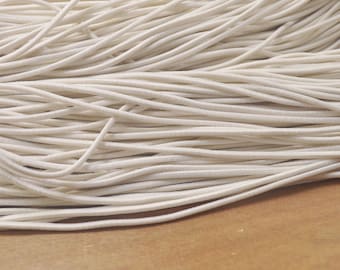Beige Elastic Cord,2.5mm Beige Elastic Cord,Elastic round Rope Trim Bracelet, Nylon Exterior Rubber Interior--5yards/10yards/50yards