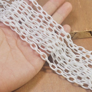 5Pcs White plastic chain,20 inch, acrylic chain with oval links,Acrylic Chain for DIY Necklaces,Jewelry, Mask necklace，Eyeglass Chain