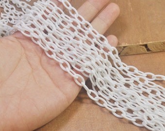 5Pcs White plastic chain,20 inch, acrylic chain with oval links,Acrylic Chain for DIY Necklaces,Jewelry, Mask necklace，Eyeglass Chain