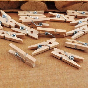 Set of 100,Mini Wooden Clothes Pins,Wooden,Natural, DIY Projects,Photo Clips, Scrapbooking,Wedding/Party Decorations,Wooden Clips for Crafts