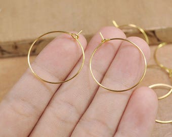 50 Pairs earring,1"(20mm/25mm/30mm/35mm/40mm)Gold plated earring hoop,Hoop Earrings.