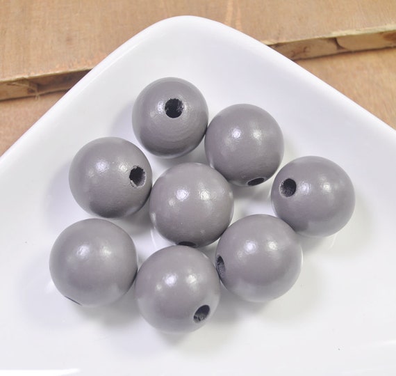 25mm Round wood bead,10Pcs Charcoal grey wooden beads,5mm hole,hand  beads,wood earrings or necklace