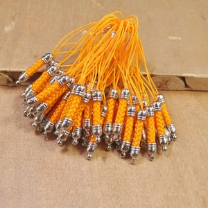 20/50/100 szt. pomarańczowych sznurków do smyczy do telefonu komórkowego, sznurków do paska lasso do telefonu komórkowego z białymi metalowymi łącznikami K – 5 x 72 mm