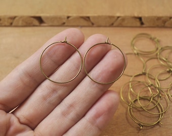 50 Pairs earring,1"(20mm/25mm/30mm/35mm/40mm) antique bronze earring hoop,Hoop Earrings.