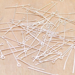 200pc of Eye Pins,Silver Eye Pin Jewelry Making settings 30mm,metal eye pin,Silver EyePins.