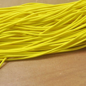 Yellow Elastic Cord,2.5mm Yellow Elastic Cord,Elastic round Rope Trim Bracelet, Nylon Exterior Rubber Interior-5yards/10yards/50yards