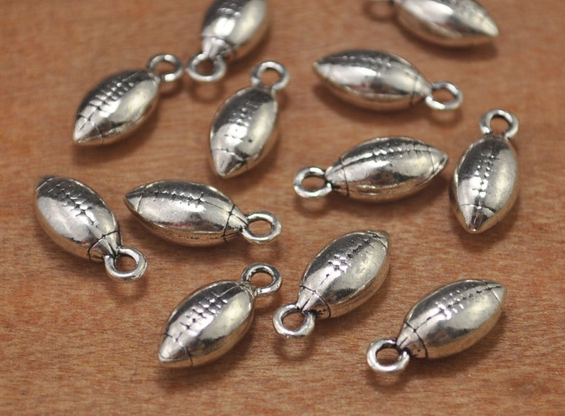 15pcs Rugby Ball Charm PendantsSilver Football CharmsRugby Etsy