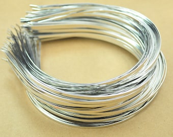 Silver Headbands,50pc 3mm(1/8 inch)silver plated Metal Headbands,Thin, with bent ends for best comfort,Wholesale,plain and simple.