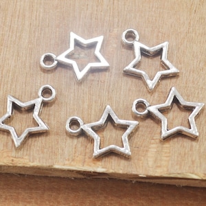 30pcs Antique Silver Star Charms,Star Pendant, Jewelry Pendant 21x17 mm