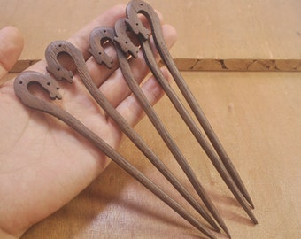 Dragon wood hair stick,5 pcs fine carved wood hairpin simple smooth black wood hair stick,Shawl Pin Fork Hair Stick,Solid Wood--16.2cm