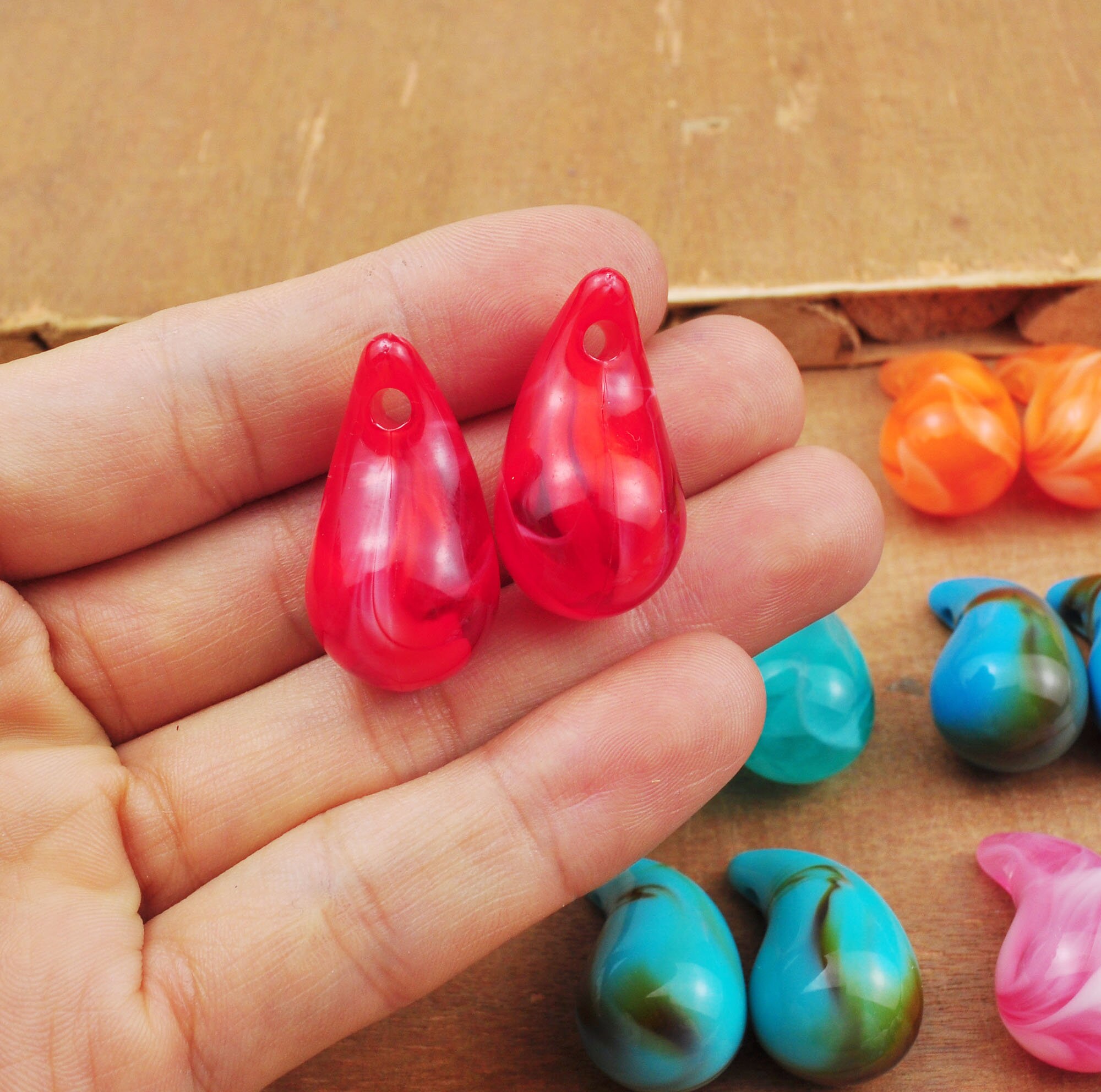 Tear Drop Colorfull Colorful Teardrop Bead,14 Colors,2pcs - 100pcs Acrylic Teardrop Beads ...