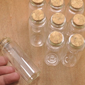 BottlesGlass Bottles 10pcs 40ml clear glass bottles with corks,Glass Jar Vial Charm Pendants,Empty Glass Vials,Small Glass Jar80x30mm. image 2