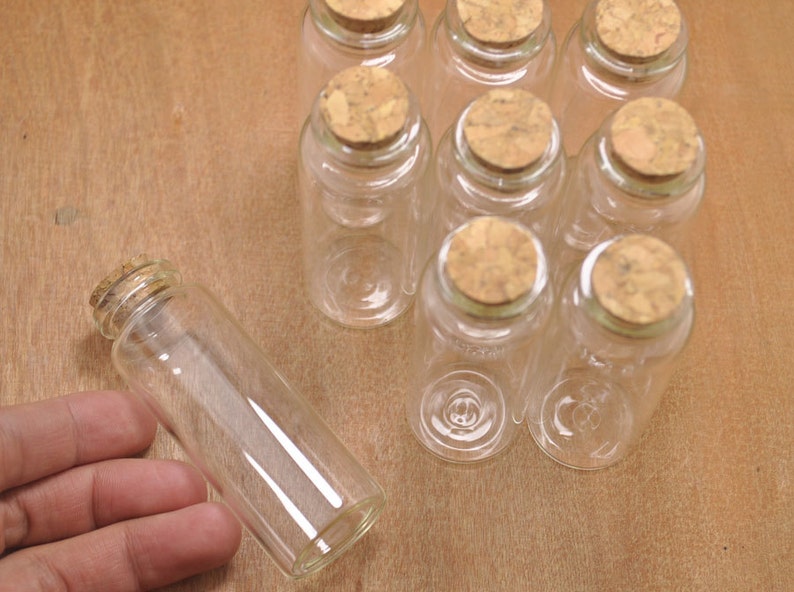 BottlesGlass Bottles 10pcs 40ml clear glass bottles with corks,Glass Jar Vial Charm Pendants,Empty Glass Vials,Small Glass Jar80x30mm. image 2