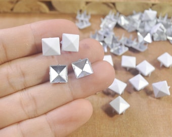 Pyramid Shaped Metal Studs – 12mm Gunmetal Black Rivets For Leathercraft, DIY Punk Jackets, Bags, Belts & Accessories (100 Pack)