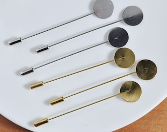 5 set Eye Pin ad ago in ottone di rame Spilla frizione fai-da-te Spilla Finding, lunga 81mm con pad da 10 mm, spilla da spilla rodio / oro, spilla per scialle per abbigliamento fai-da-te