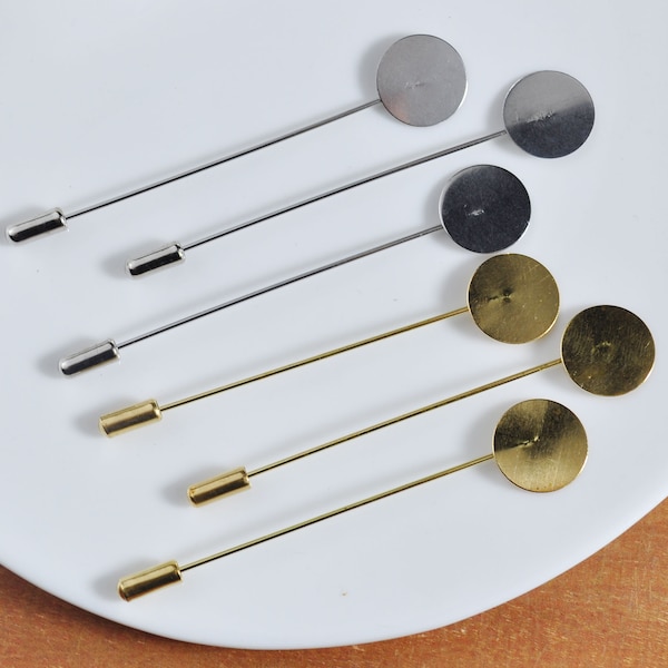 5 Sets Kupfer Messing Nadel Eyepin DIY Clutch Brosche Finden, lange 81mm mit 10mm Auflage, Rhodium /gold Brosche Pin, DIY Kleidung Schal Pin