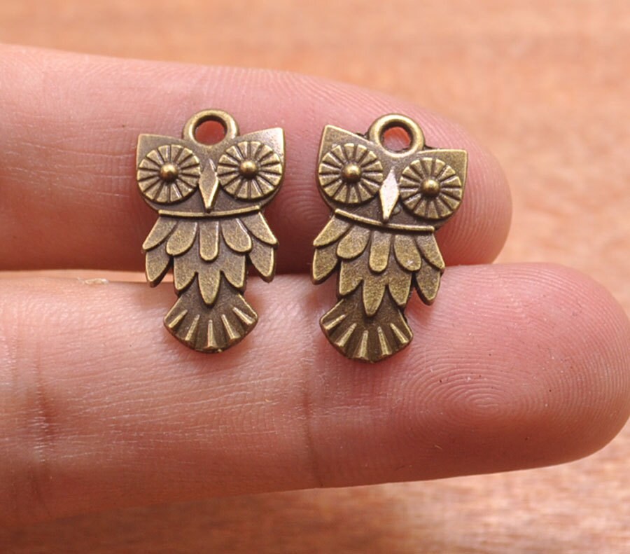 50pcs antique bornze Owl pendant Charms Bird Charms Metal Findings Pendant Bracelet Earrings Bookmar