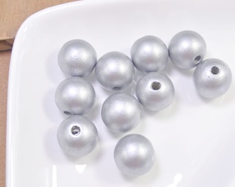 Wholesale 100pcs Silver Wood Beads,20mm round wooden bead,Painted wood bead,necklace bead,bracelet bead,wood craft -- FF03