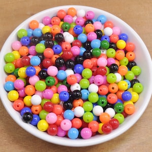 200Pcs 8mm/10mm/12mm Round Resin Beads，Multi color Acrylic Round Bead，DIY Beads,Necklace or bracelet Jewelry Making Supplies