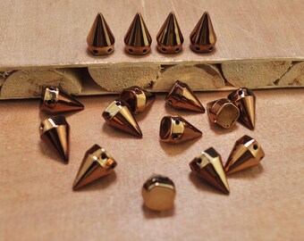 50Pcs Coffee Spikes, Sew On Stud Spikes, plastic spikes, flat back spikes, cone studs,Spikes Stud 10x15mm