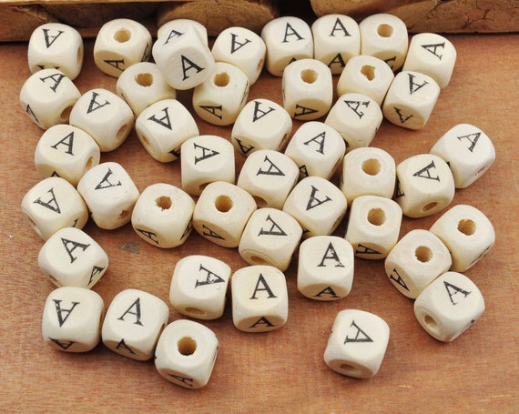 Craftdady Lot de 100 perles cubiques blanches en acrylique avec lettre de l'alphabet de A à Z à grand trou pour la fabrication de bijoux avec trou de 4 mm
