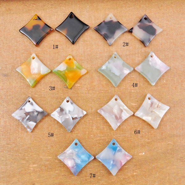 2-100Pcs Acetate Acrylic Rhombus Earring,Acetate Small Rhombus Charms,Tortoiseshell Rhombus Shaped Earrings Pendant,DIY Jewelry Findings