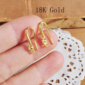10-100pcs crochets de boucles d’oreilles en or, fils d’oreille en laiton plaqué or 18K, fils de boucles d’oreilles, fournitures de bijoux, crochets de boucles d’oreilles en gros
