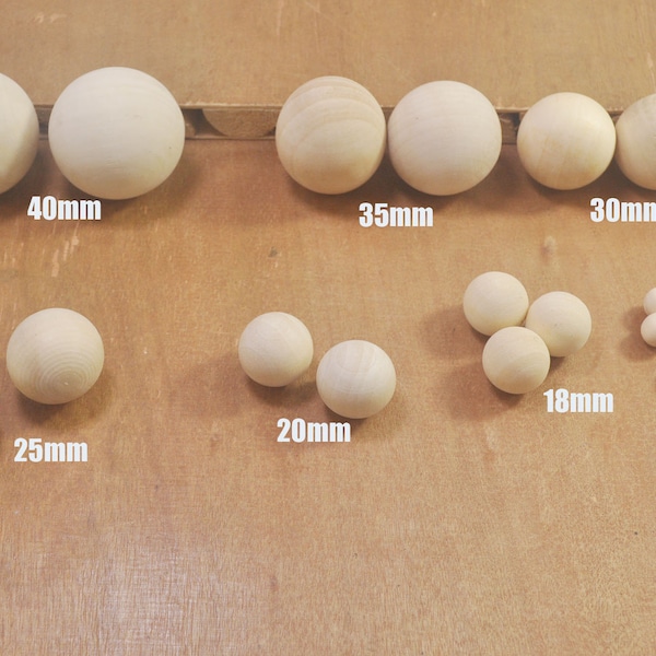 40/35/30/25/20/18/10mm Natural Wooden Balls, Large Wooden Balls, Small Wooden Balls， Unfinished Solid Round Wood Ball Beads NO HOLE Findings