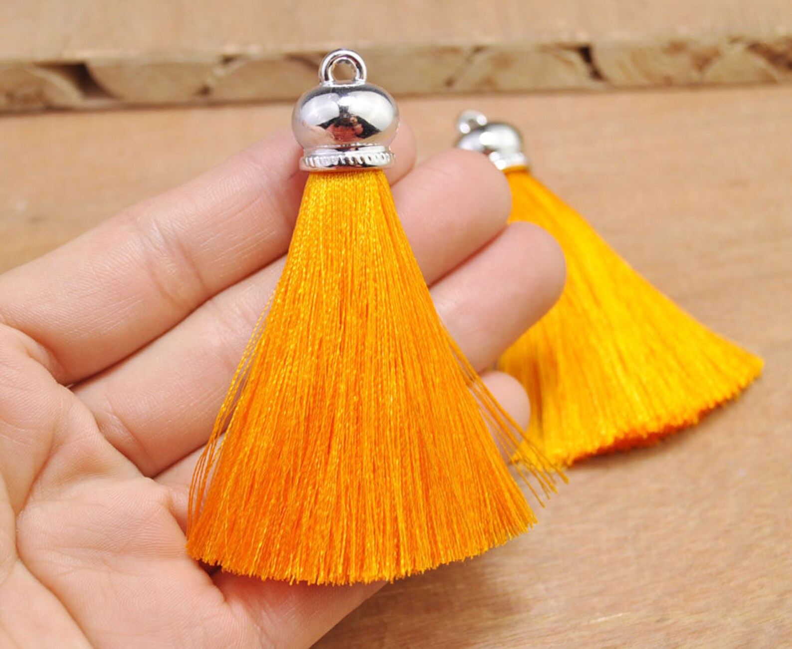 10pcs 2.7570mm Orange Tassels Pendant With Silver Etsy UK