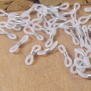 White eyeglass holder,Rubber Glasses Chain Holders,30pcs Eye Glasses Spectacle Chain Strap Holder Rubber Loop Ends-- 21x4mm
