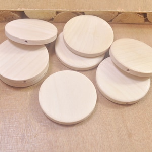 50Pcs40mm Beads,Natural Flat Wood Circles Wooden discs,Large Flat Round Wooden Beads