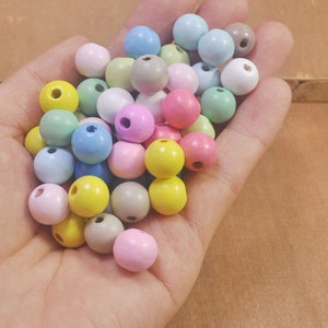12mm 100pcs small Round Wooden Beads.Mixed Color wood beads，Loose spacer beads,Natural beads craft,bead for earrings,bracelet,necklace.