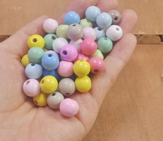 Wooden Beads, 100PCS Natural Wood Beads, Unfinished Wood Beads Bulk, Round  Wooden Beads for Crafts, 3 Sizes Smooth Wooden Balls with Holes for