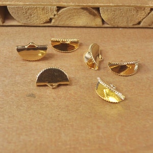 10pcs Gold Plated brass Half Circle pendant,Small Fan Shape for Tassel,fan shape with teeth,Earring Finding, Jewelry Making 15x9mm-FF5478#