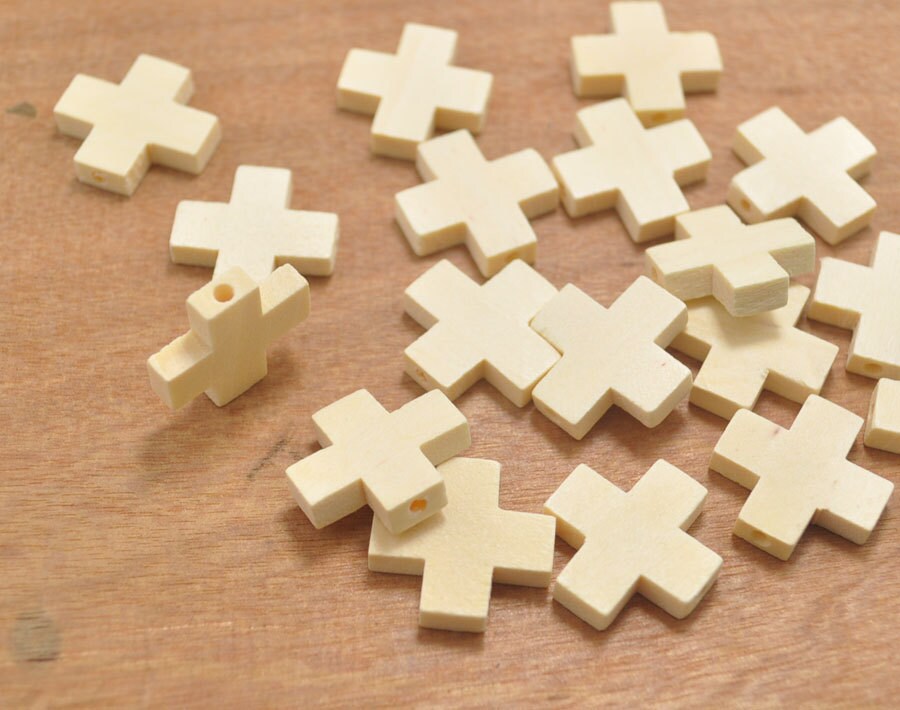 UNICRAFTALE 120 Stück Holzkreuzperlen – Natürliche, Unbehandelte Holzperlen, Ca. 15 Mm, Für DIY Schmuck & Deko
