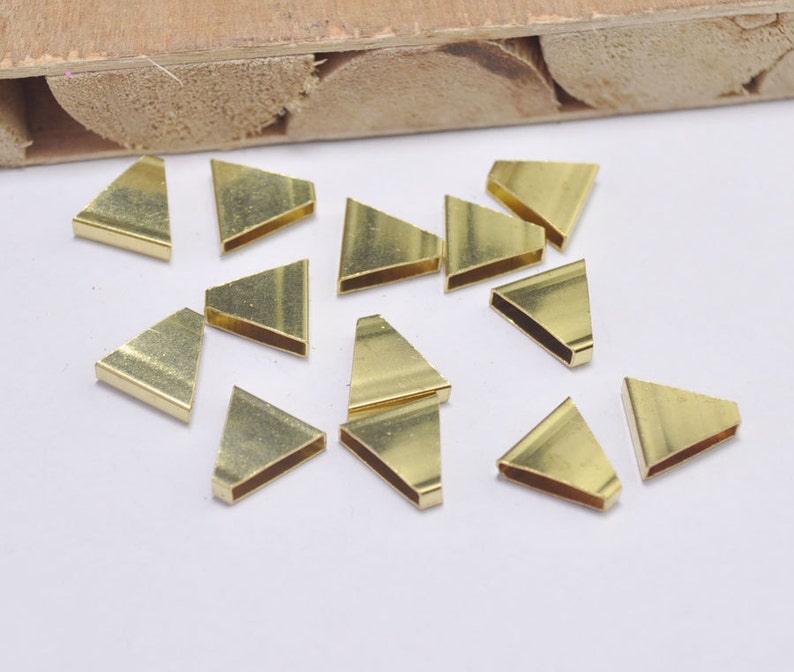 20pcs Raw Brass Triangle Pendant,Raw Brass Triangle Tube Bead Charm\uff0cGeometric Jewelry Supply 10x10x3mm