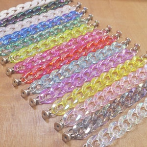 7.7” Colorful Shoe Chain，AB Color Clog Chain Charms,DIY Shoe Decoration，Chain for Girls Adult Teens Women Charm Widgets Decoration