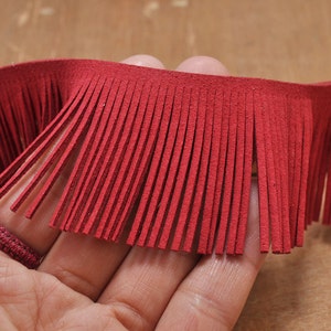 1 yard Red Faux suede fringe,fringed trim in White faux suede,48mm wide fringed trim for bags,Fringe Tassel pendant,accessories