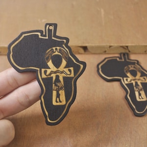 6 unids DIY pendientes de madera, pendientes de madera cruzada, pendientes de mapa africano, pendiente de madera del mapa de Africa, pendiente grande, joyería étnica-78x61mm-FF478 #