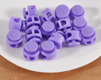 10 Plastic Toggle Cord Locks,Purple spring button toggles, Double Hole Toggle Cord Lock,elastic cord locks, Face Mask toggle lock,Cording