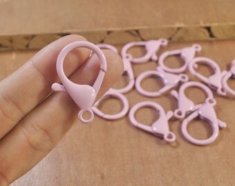 10Pcs Pink lobster clasps/key clasps,Chunky Lobster Clasp Large Size, Jewelry Clasps,Metal Clasps Making Supplies--34X23MM