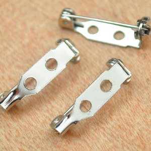 Silver Brooch Pin Backs Setting Blank, With Roll Safety Clasp,50pcs Silver metal Pin Bar Back Base,20x5mm.