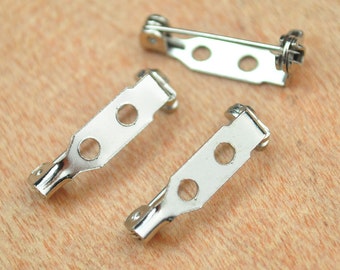50 Stück silberfarbene Metall-Brosche mit Roll-Sicherheits-Verschluss, 20 x 5 mm
