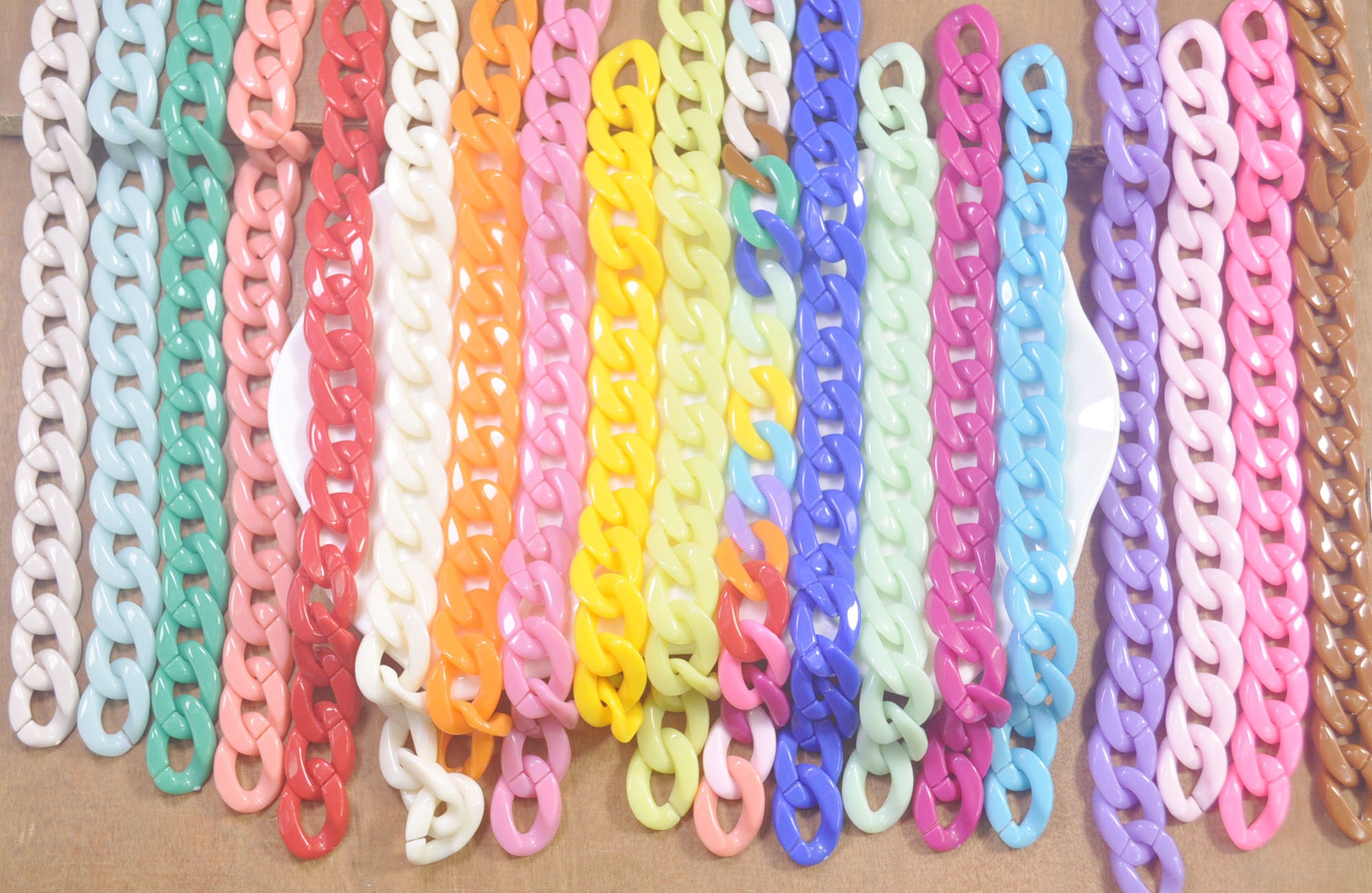 50pcs Mixed Color Chunky Chain Linksplastic Open Chain Etsy